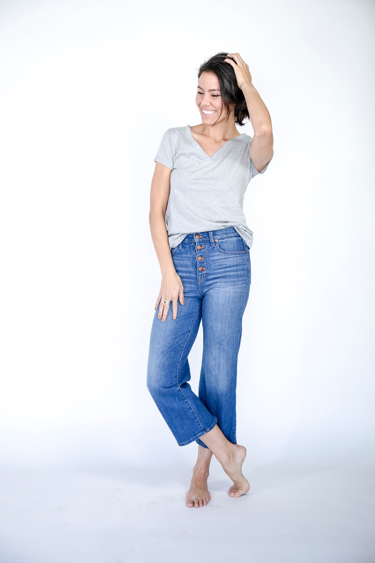 Classic V-Neck T-Shirt | Saragasso Sea and Harbour Mist harbour-mist