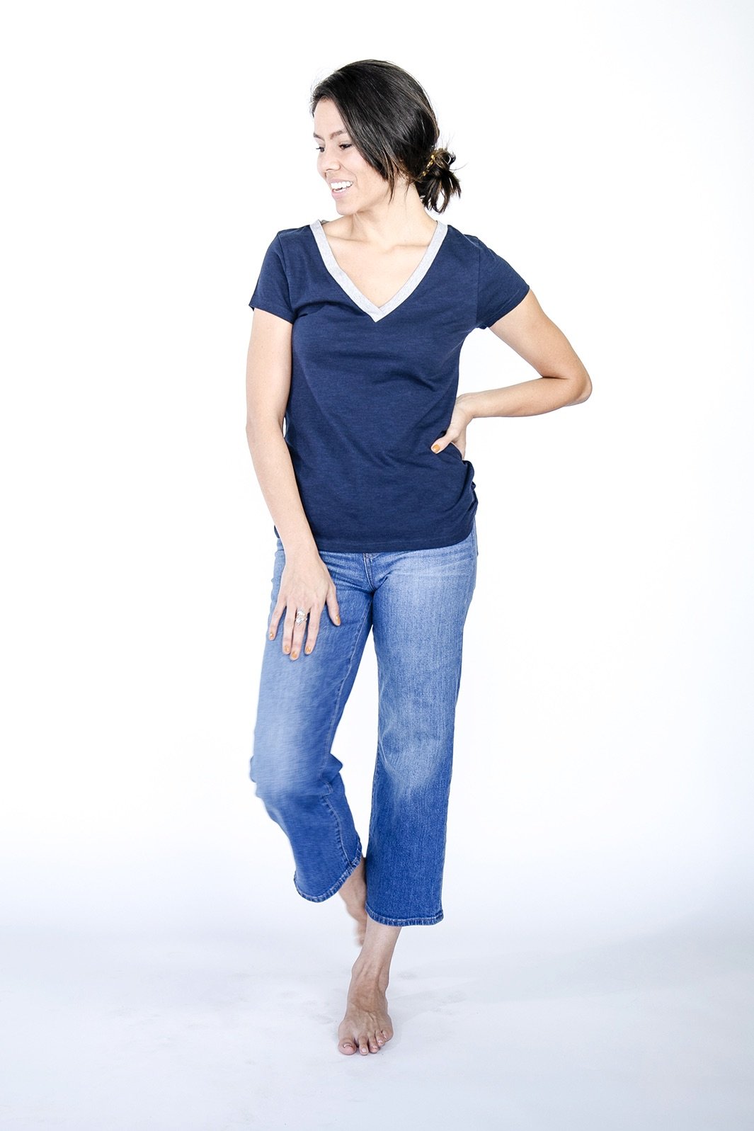 Classic V-Neck T-Shirt | Saragasso Sea and Harbour Mist saragasso-sea-and-harbour-mist