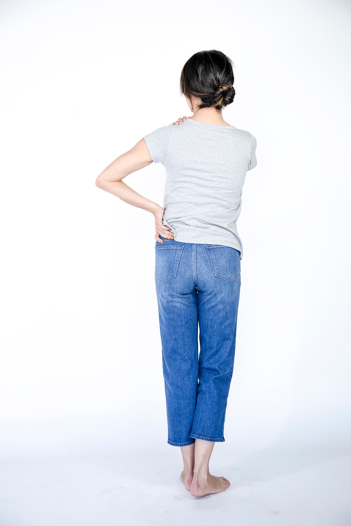 High Scoop T-Shirt | Brilliant White and Harbour Mist harbour-mist