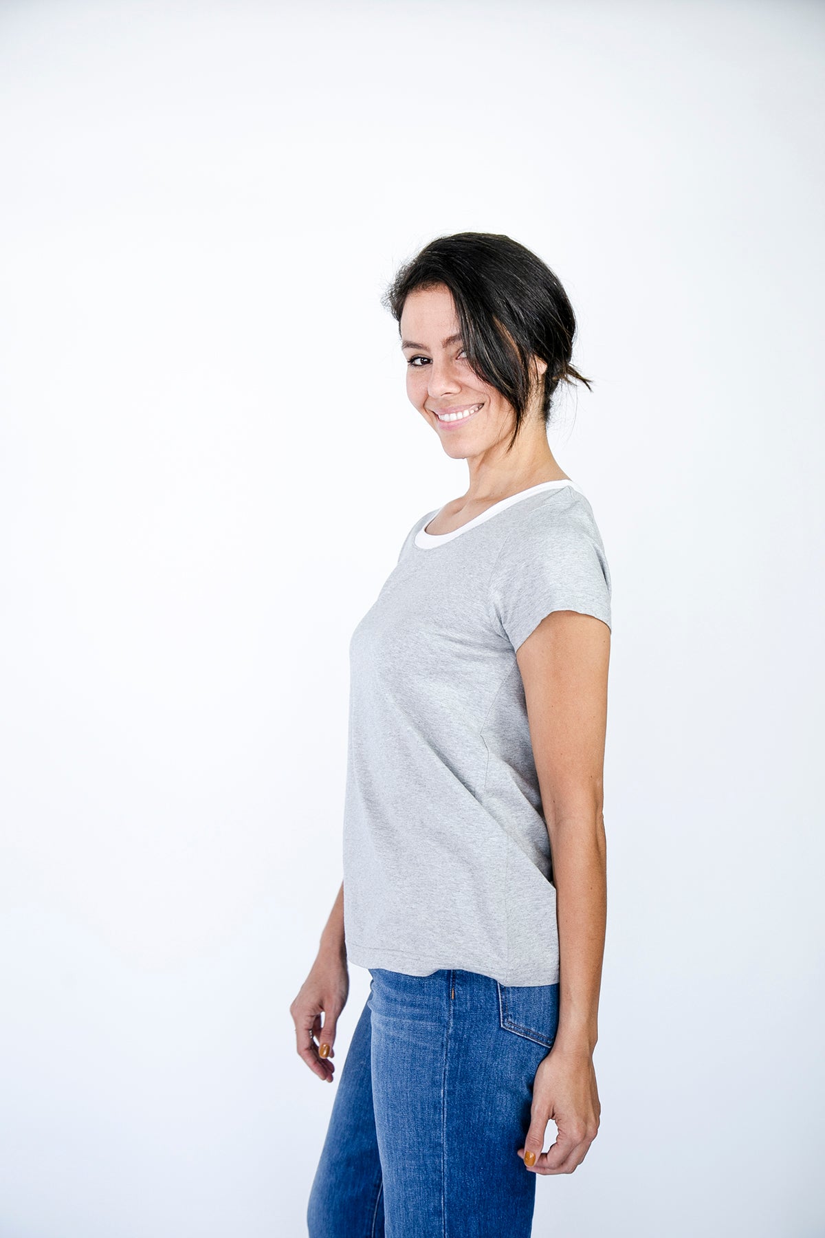 High Scoop T-Shirt | Brilliant White and Harbour Mist harbour-mist-and-brilliant-white