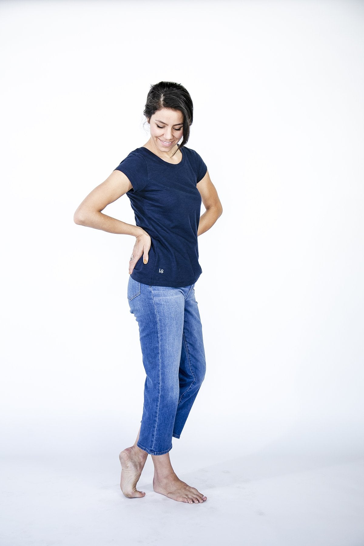 High Scoop T-Shirt | Brilliant White and Harbour Mist saragasso-sea