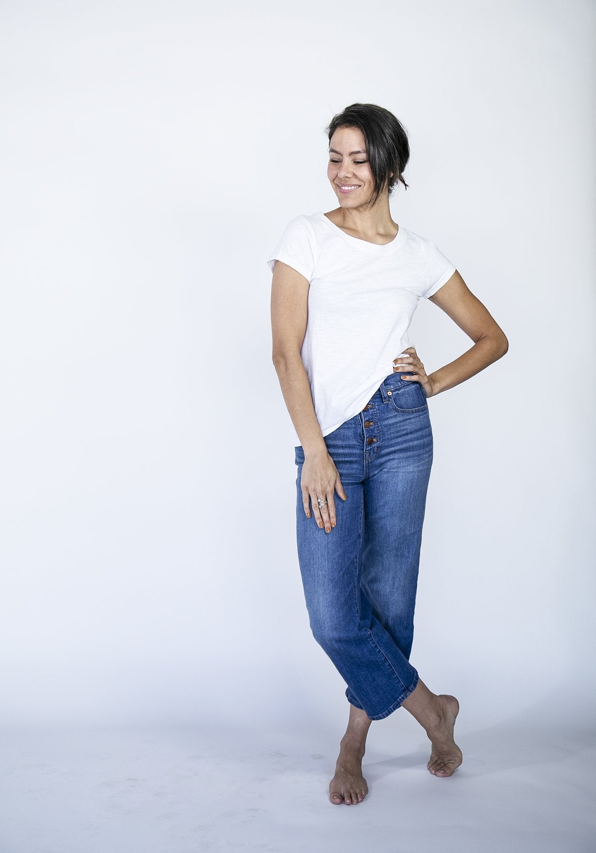 High Scoop T-Shirt | Brilliant White and Harbour Mist brilliant-white