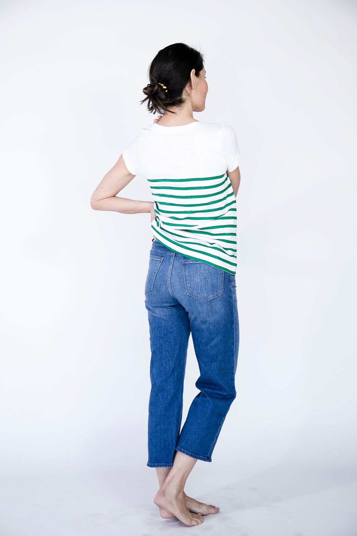 High Scoop T-Shirt | Brilliant White brilliant-white-with-emerald-stripe