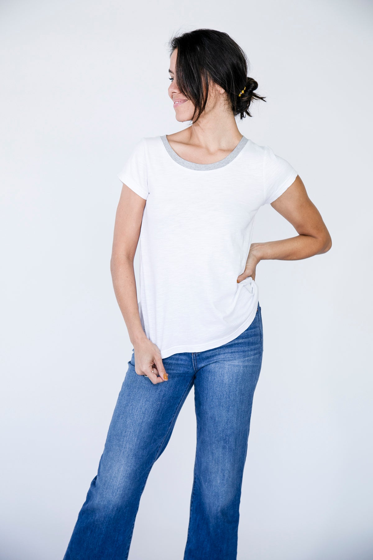 High Scoop T-Shirt | Saragasso Sea and Harbour Mist brilliant-white-and-harbour-mist