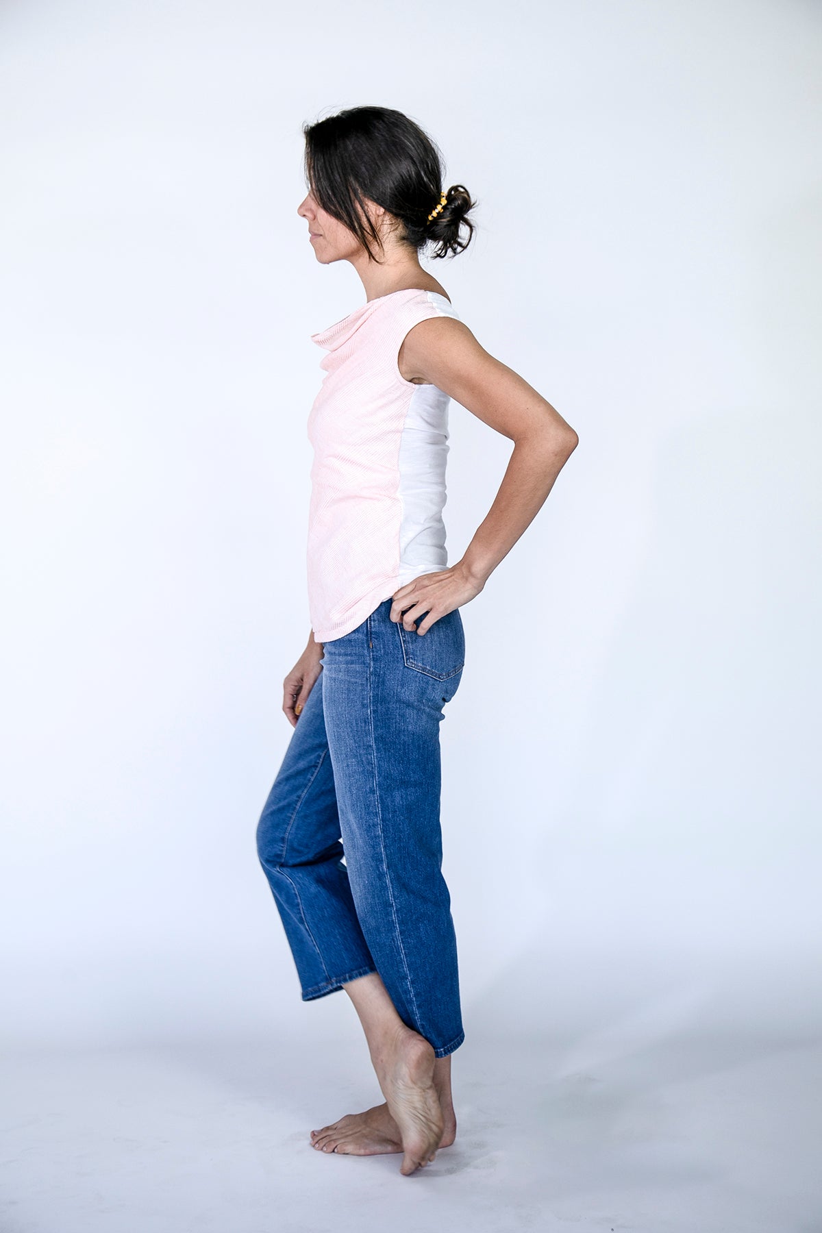 Layered Cowl Neck Top | White & Valiant Poppy brilliant-white-and-valiant-poppy